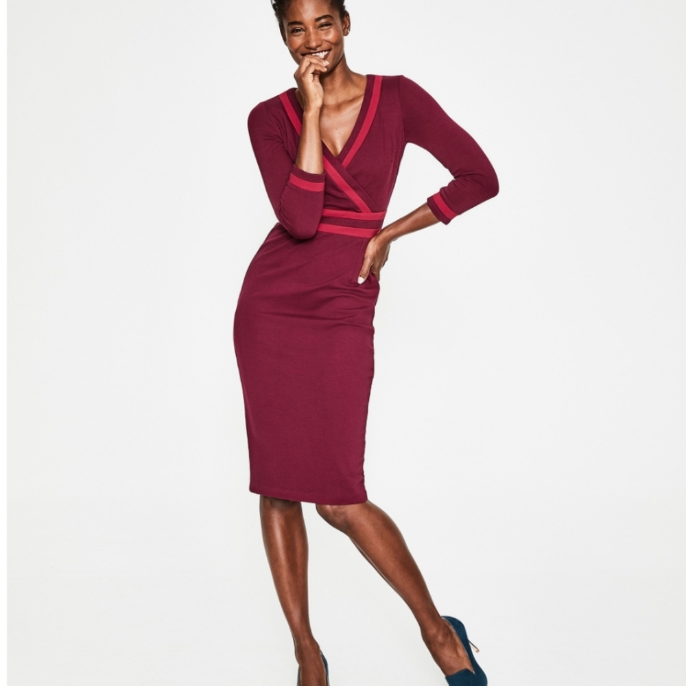 Boden Nellie Ponte Dress Mulled Wine Size 4